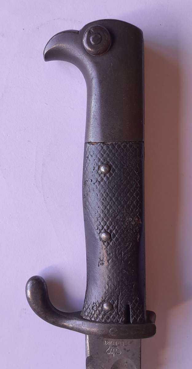 "Reserved" WW1 German South West Africa 1909 Erfurt Sawback Bayonet. Matching Numbers Scabbard.
