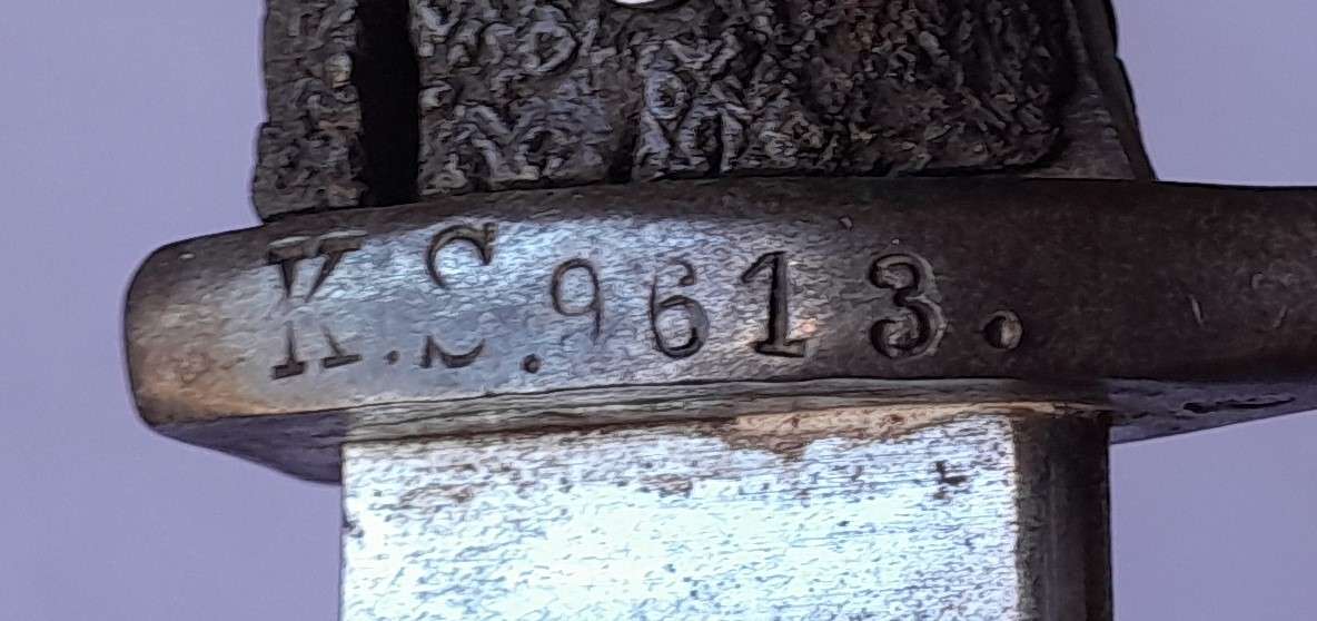 "Reserved" WW1 German South West Africa 1909 Erfurt Sawback Bayonet. Matching Numbers Scabbard.