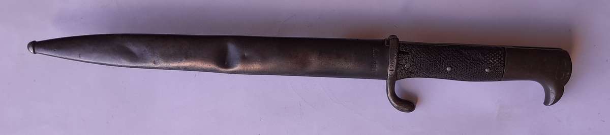 "Reserved" WW1 German South West Africa 1909 Erfurt Sawback Bayonet. Matching Numbers Scabbard.