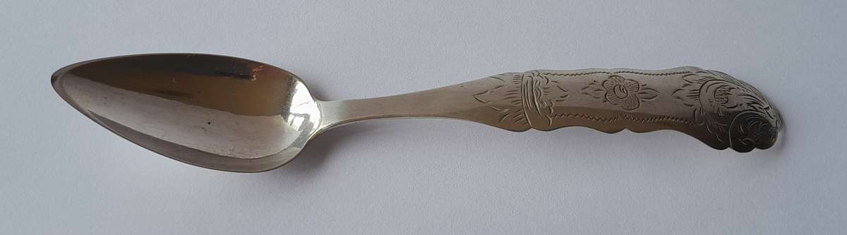 An 1858 Dutch hallmarked solid silver spoon. 833 silver.