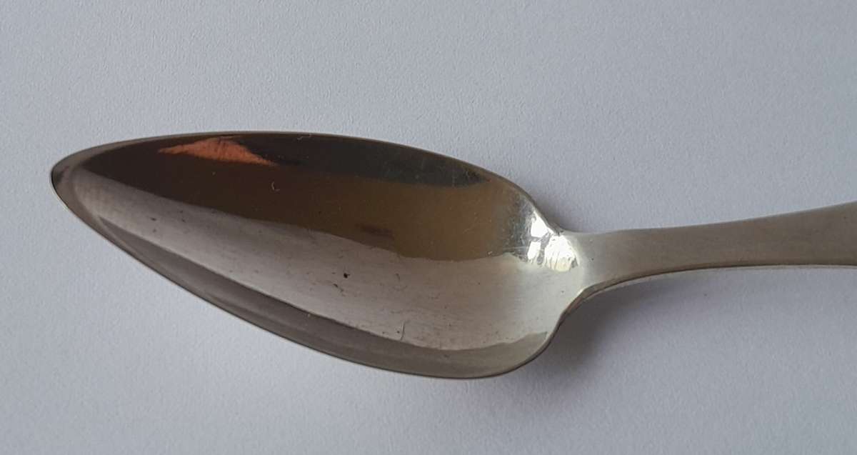 An 1858 Dutch hallmarked solid silver spoon. 833 silver.
