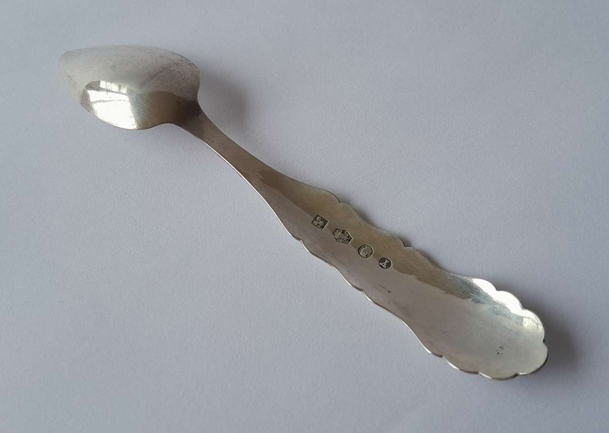 An 1858 Dutch hallmarked solid silver spoon. 833 silver.