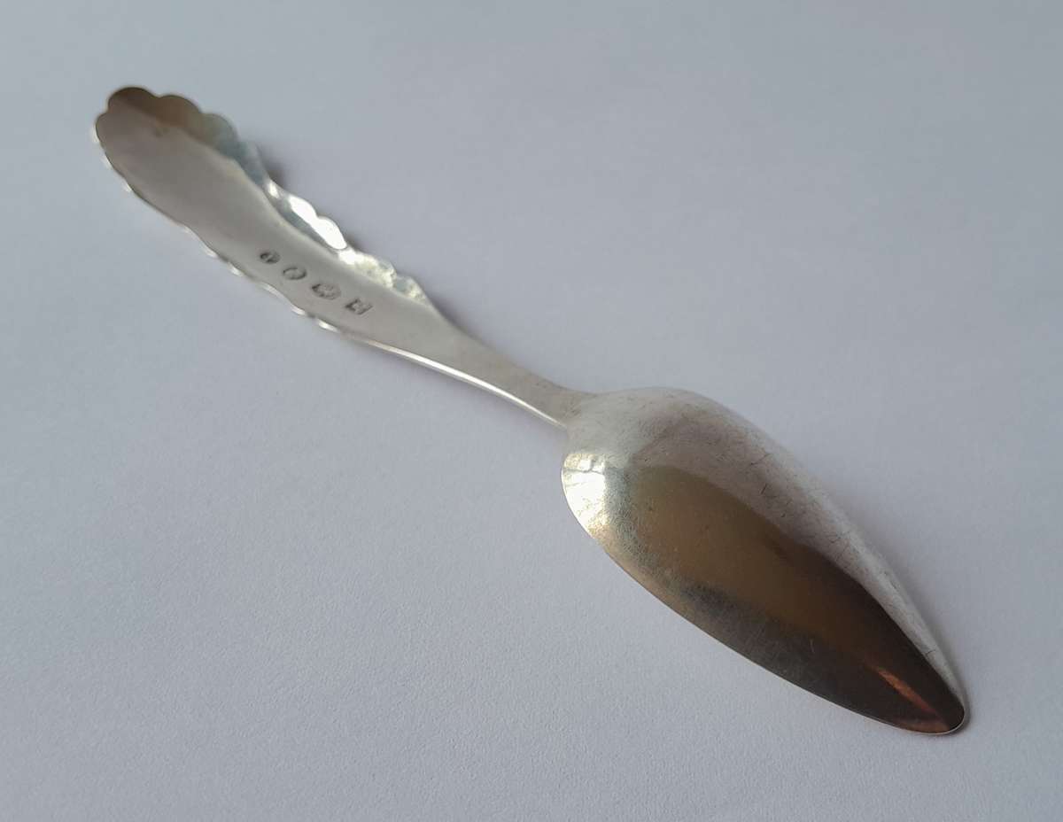 An 1858 Dutch hallmarked solid silver spoon. 833 silver.