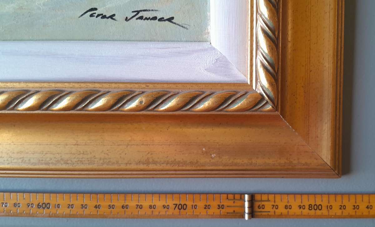 "Reserved" SA Artist Peter Jander Impressionist Oil On Board "Dogs on The Beach".