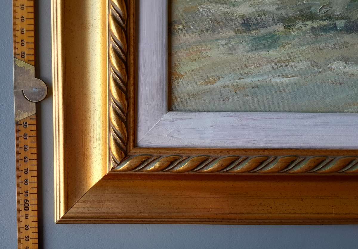 "Reserved" SA Artist Peter Jander Impressionist Oil On Board "Dogs on The Beach".