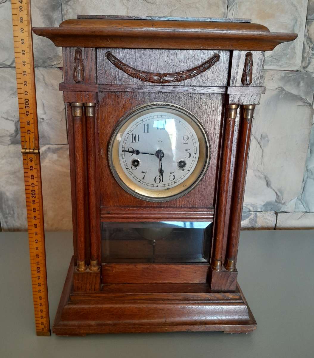 Antique Oak Cased HAC Wurttemburg Mantel Clock. Superb Condition.