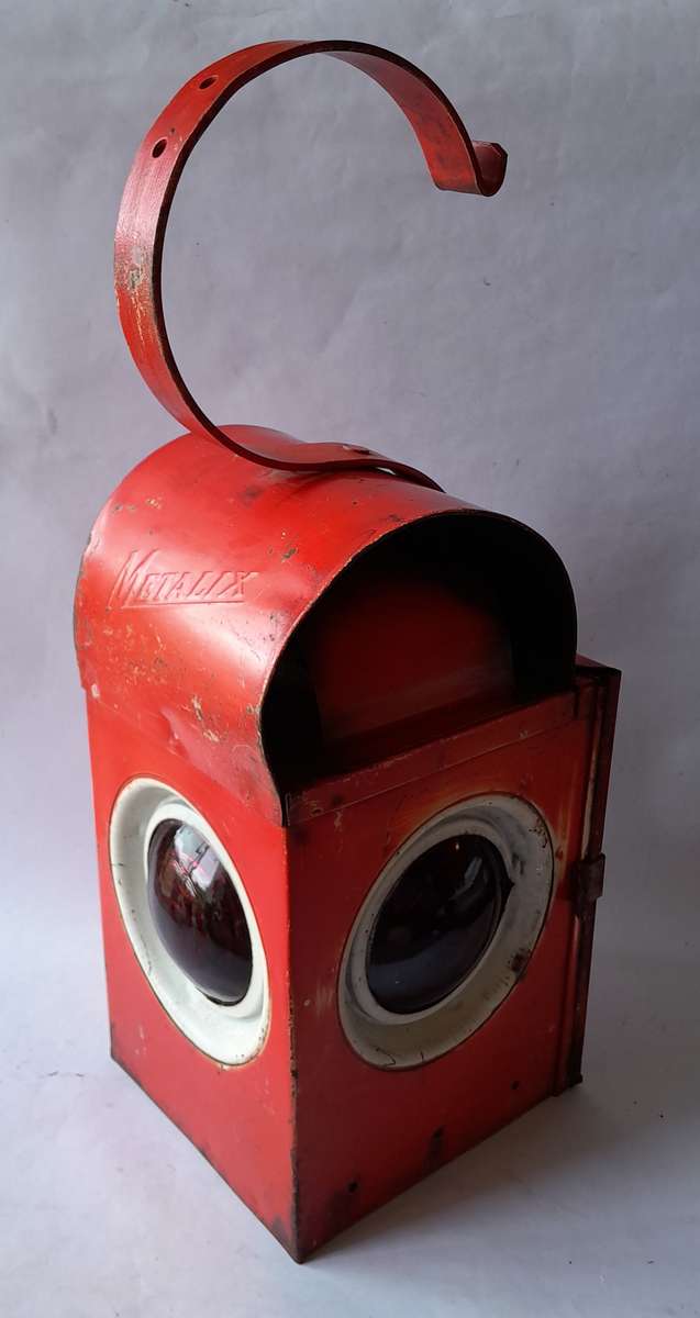 Original Complete "Metalix" Four Sided Railway Lamp. 44cm.