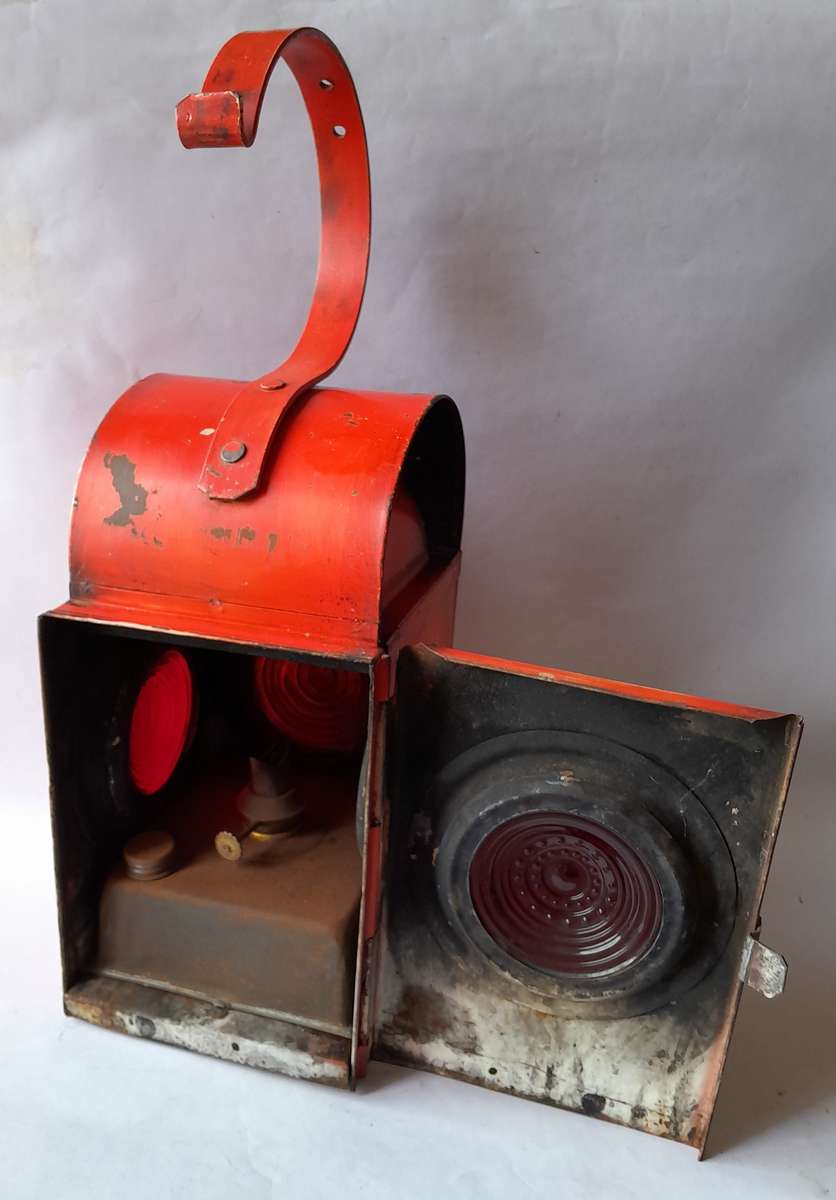 Original Complete "Metalix" Four Sided Railway Lamp. 44cm.