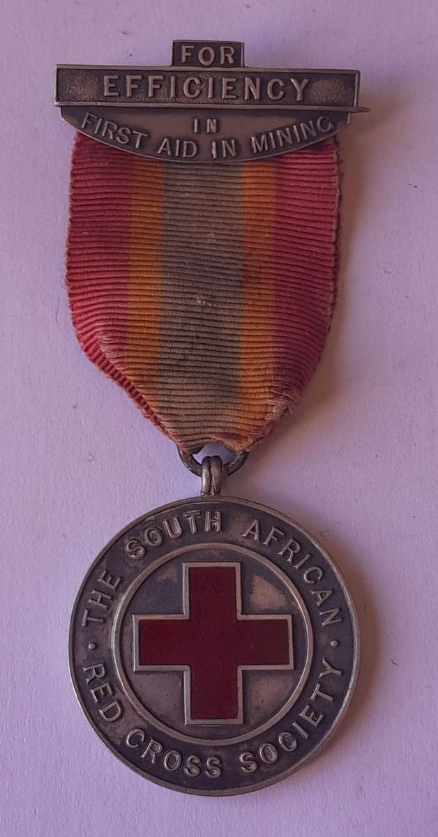 1924 Solid Silver and Enamel First Aid in Mining Red Cross Medal. Hallmarked.