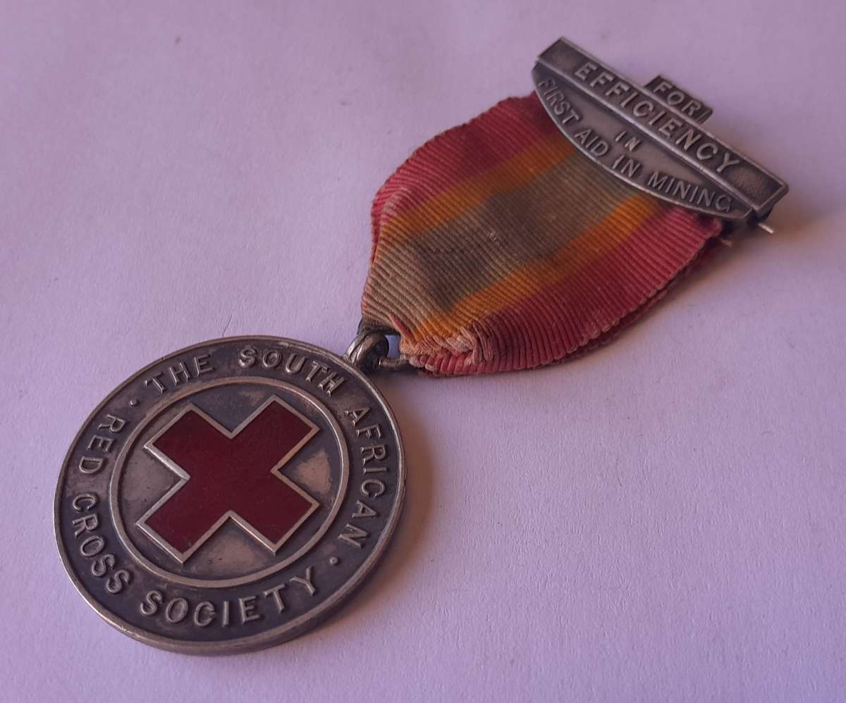 1924 Solid Silver and Enamel First Aid in Mining Red Cross Medal. Hallmarked.