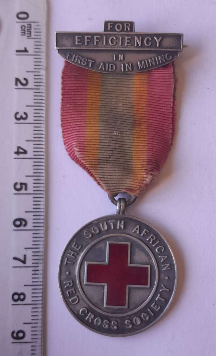 1924 Solid Silver and Enamel First Aid in Mining Red Cross Medal. Hallmarked.