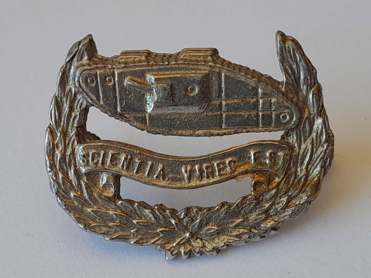 Early SA School of Armour Beret Badge.  Lugs Intact.