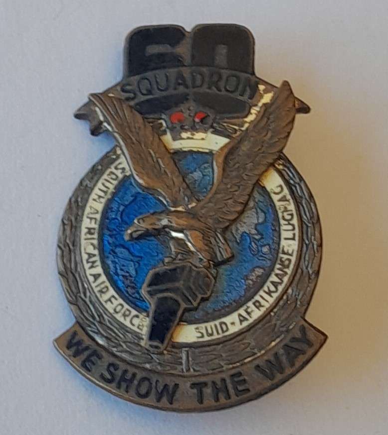 Rare WW2 SA Air Force 60 Squadron Lapel Badge. Pin Intact.
