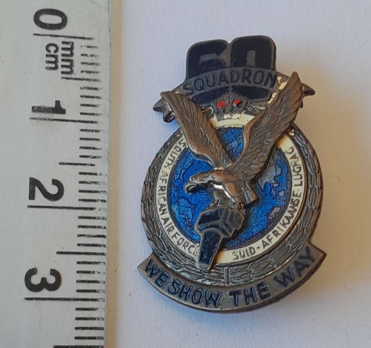 Rare WW2 SA Air Force 60 Squadron Lapel Badge. Pin Intact.