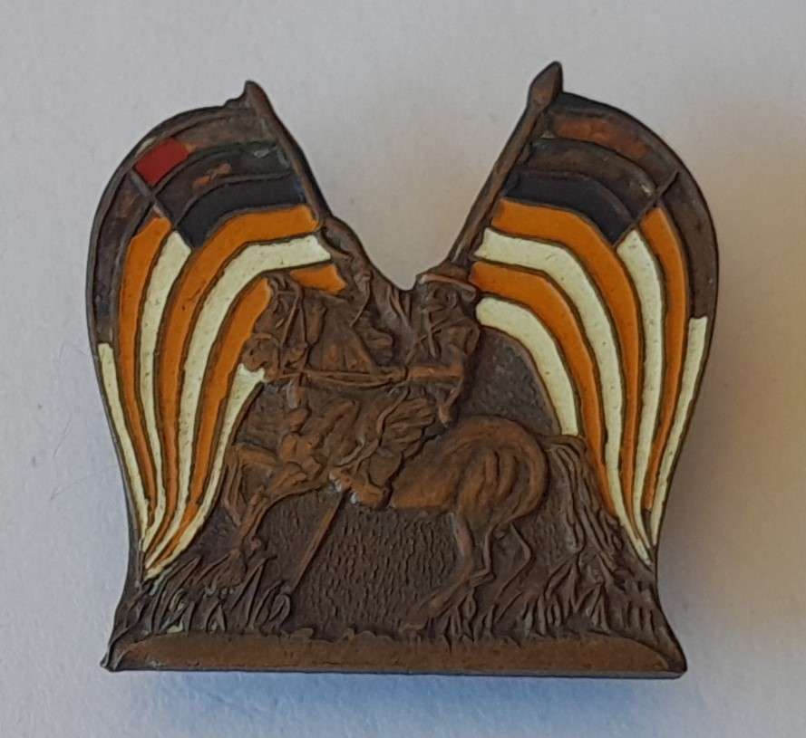 Rare Orange Free State Mounted Boer Enameled Lapel Badge.  Pin Intact.