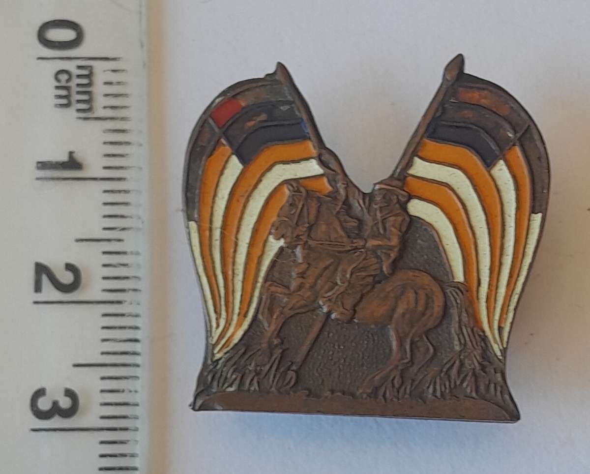 Rare Orange Free State Mounted Boer Enameled Lapel Badge.  Pin Intact.