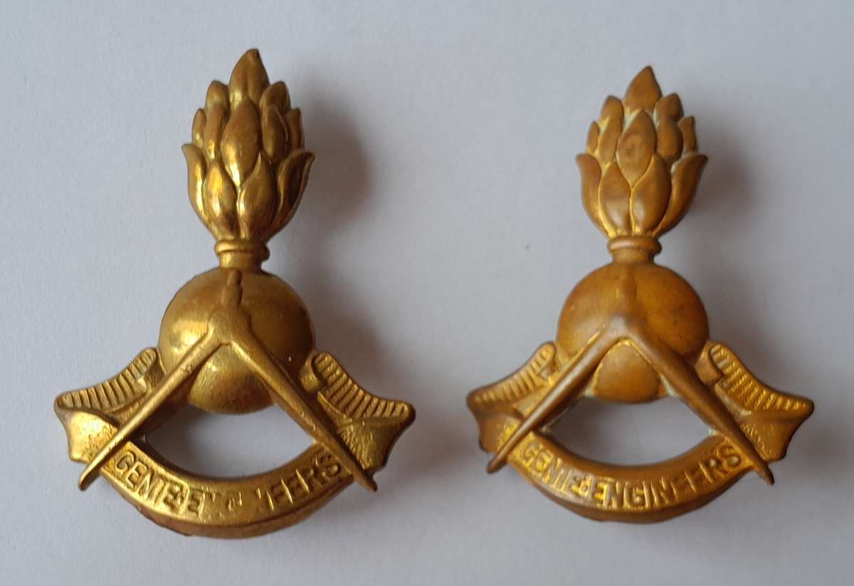 Pair SA Army Engineer Corps Badges.  Lugs Intact.