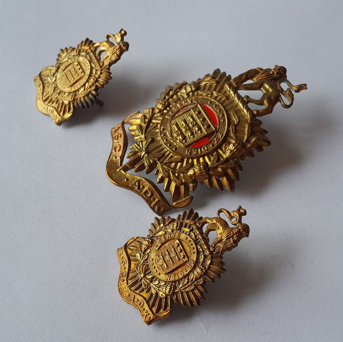 SA Army Service Corps Badge Set.  Lugs Intact.