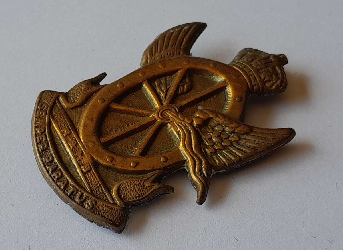 Early SA Railways & Harbours Brigade Cap Badge.  Lugs Intact.
