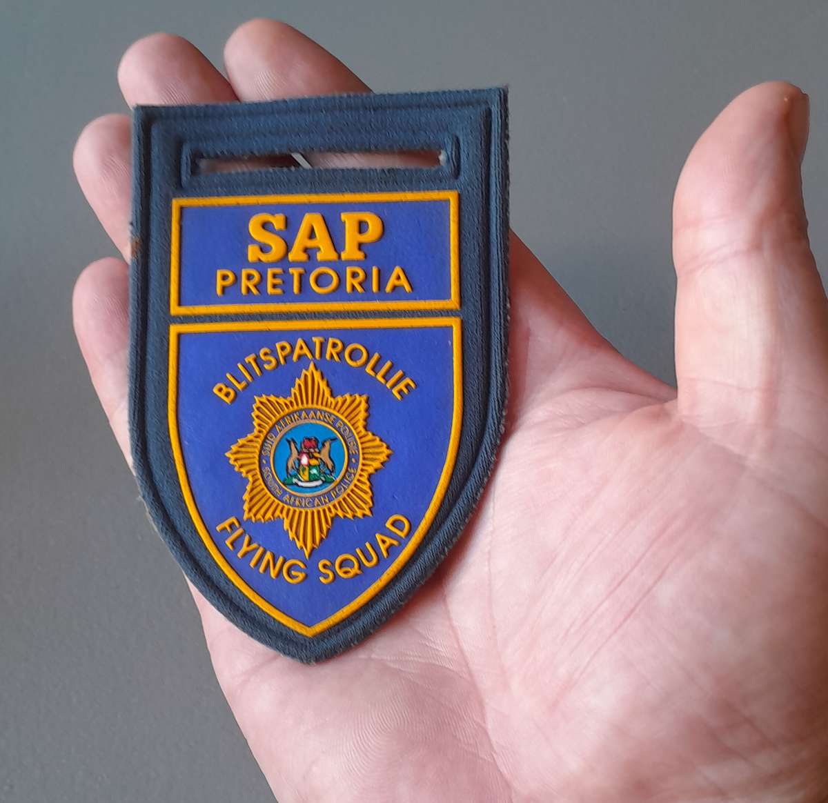 Old SAP Pretoria Flying Squad Tupper Flash. No Pin.