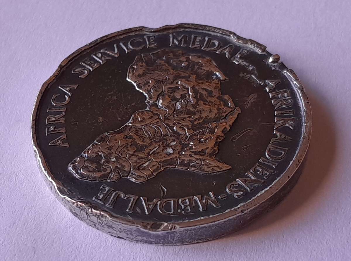 WW2 Full Size Africa Service Medal (Solid Silver). No Suspender.