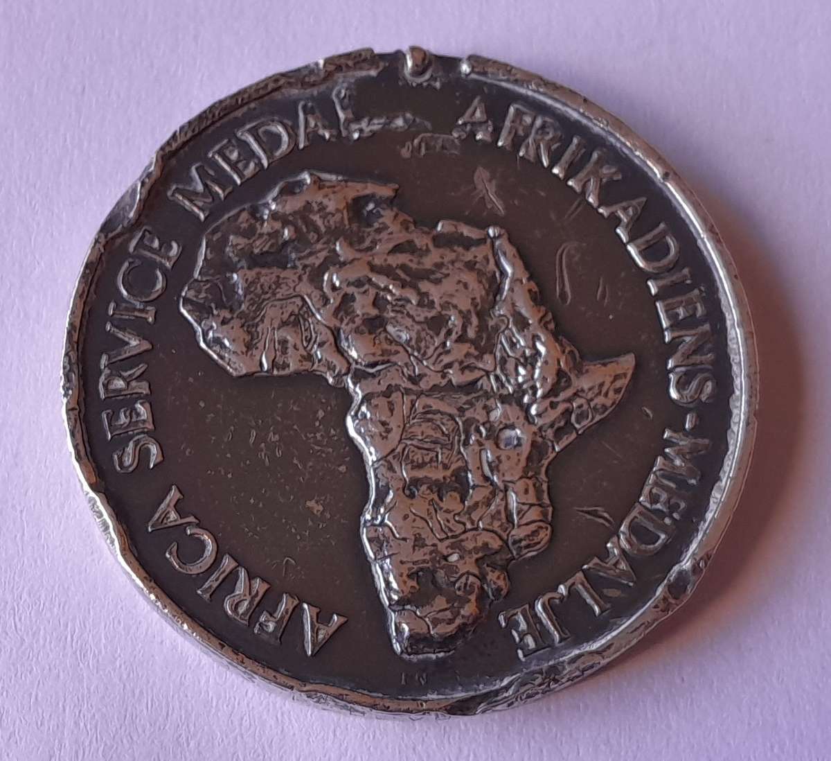 WW2 Full Size Africa Service Medal (Solid Silver). No Suspender.