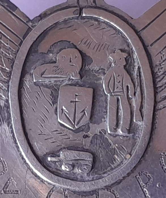 Rare Boer War 1902 POW Silver Badge with ZAR Coat-of-Arms. Clasp Intact.