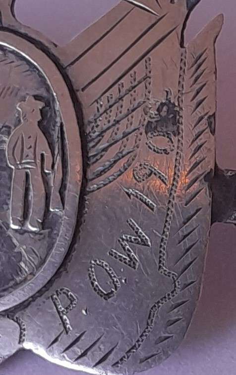 Rare Boer War 1902 POW Silver Badge with ZAR Coat-of-Arms. Clasp Intact.