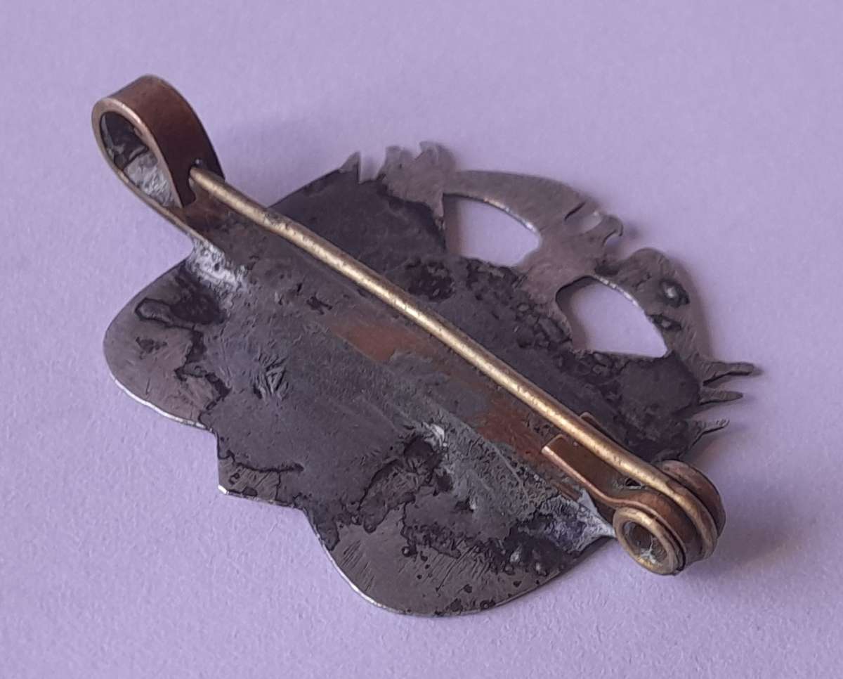 Rare Boer War 1902 POW Silver Badge with ZAR Coat-of-Arms. Clasp Intact.