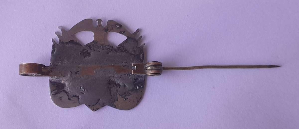 Rare Boer War 1902 POW Silver Badge with ZAR Coat-of-Arms. Clasp Intact.