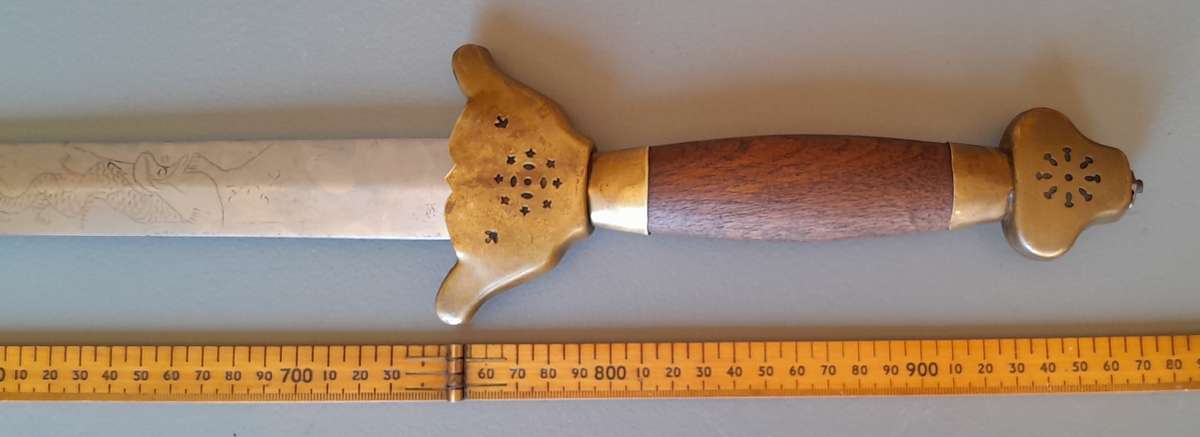 Vintage Chinese Jian Training Sword With Scabbard.