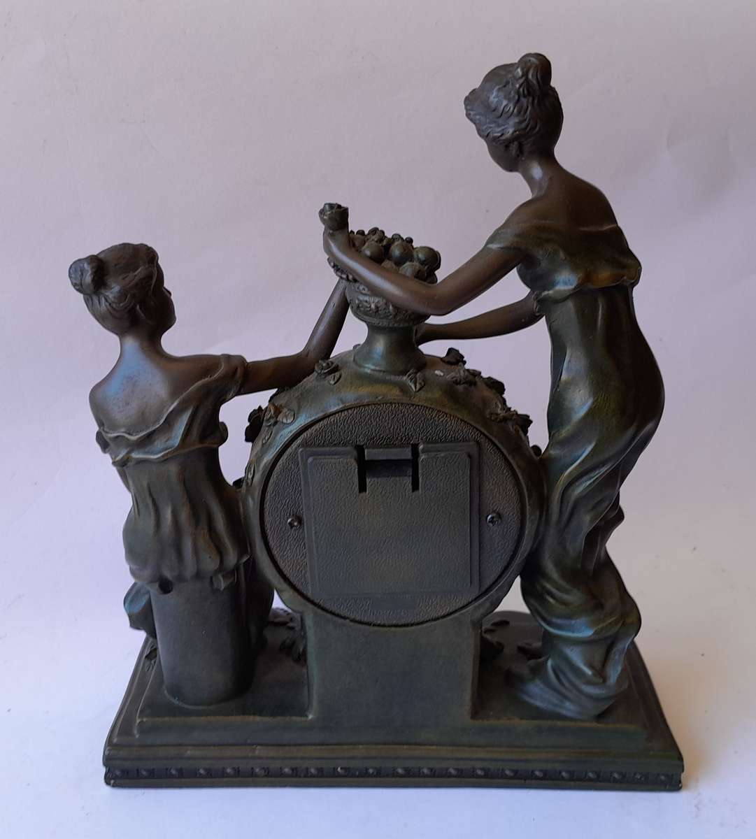 Vintage "Crosa" Quartz Clock with Cold Cast Bronze Casing. Working. 25x20.5cm.