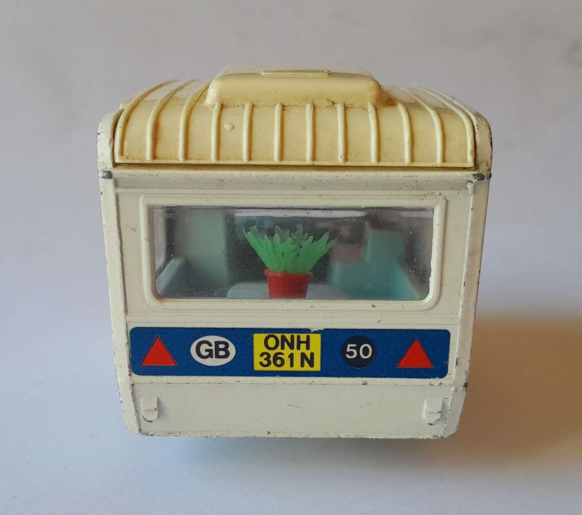 1970's Corgi Die Cast Touring Caravan with Extending Canopy.  12cm.