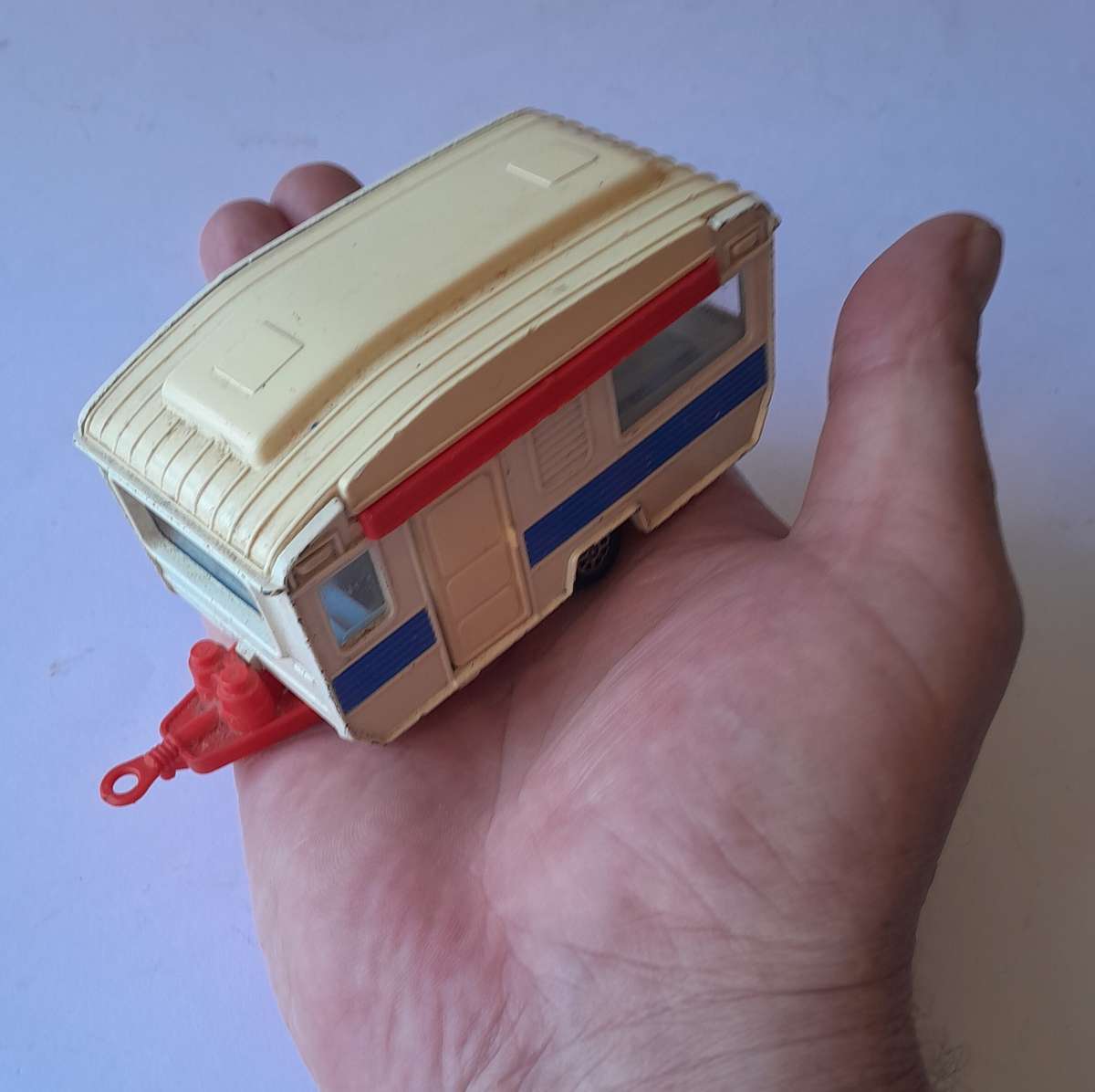 1970's Corgi Die Cast Touring Caravan with Extending Canopy.  12cm.