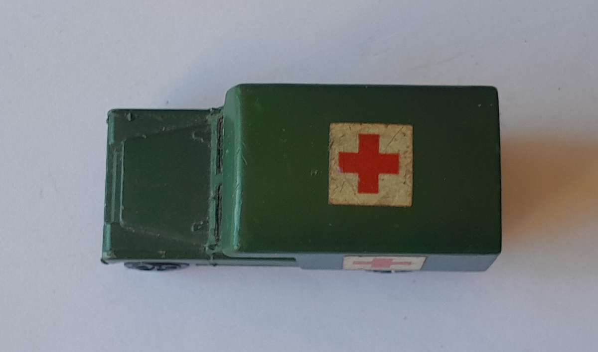 1970's Corgi Juniors Land Rover Army Ambulance. Removeable Canopy.