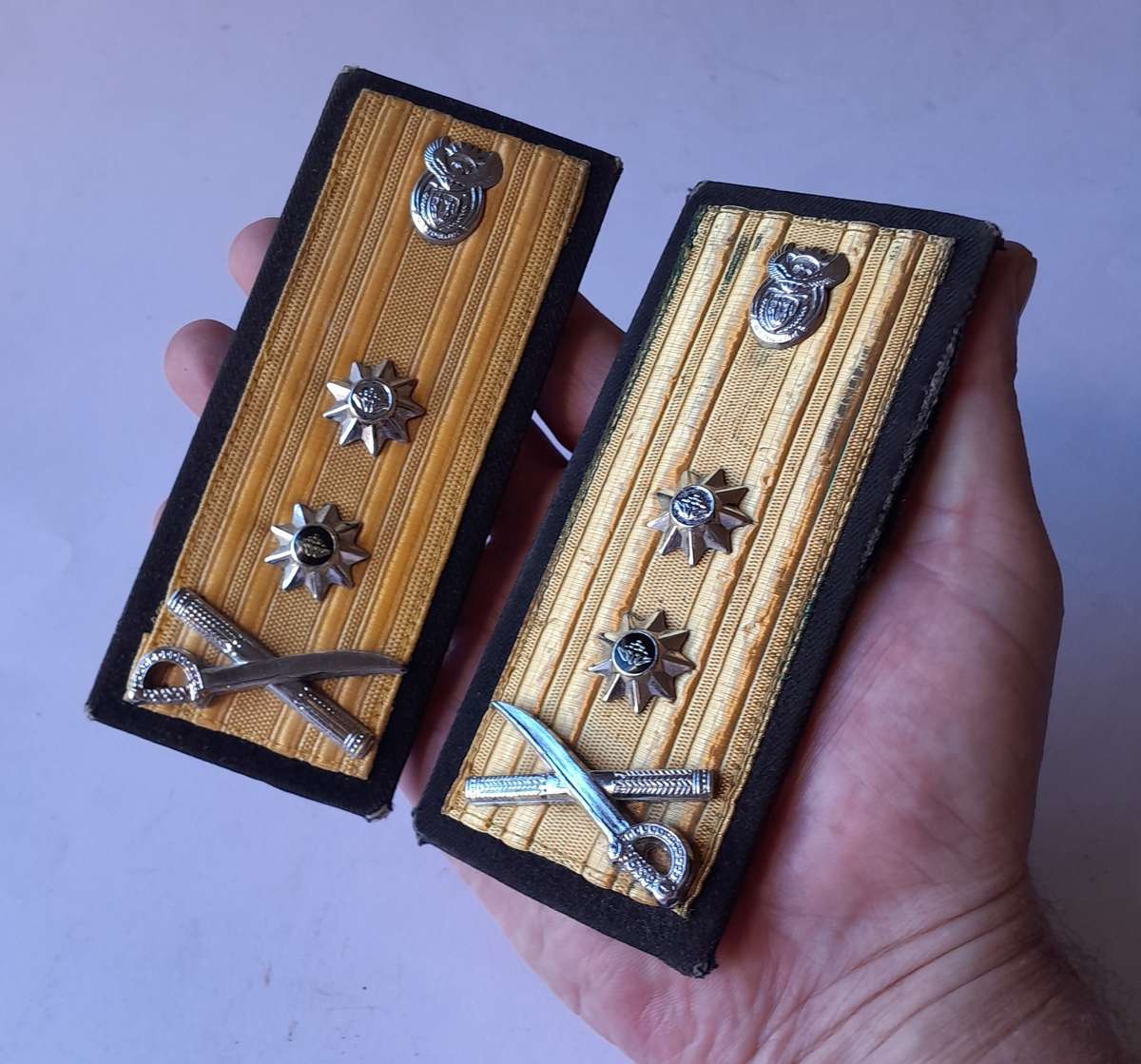 Pair SA Navy Rear Admiral Rank Shoulder Epaulettes. Good Condition.