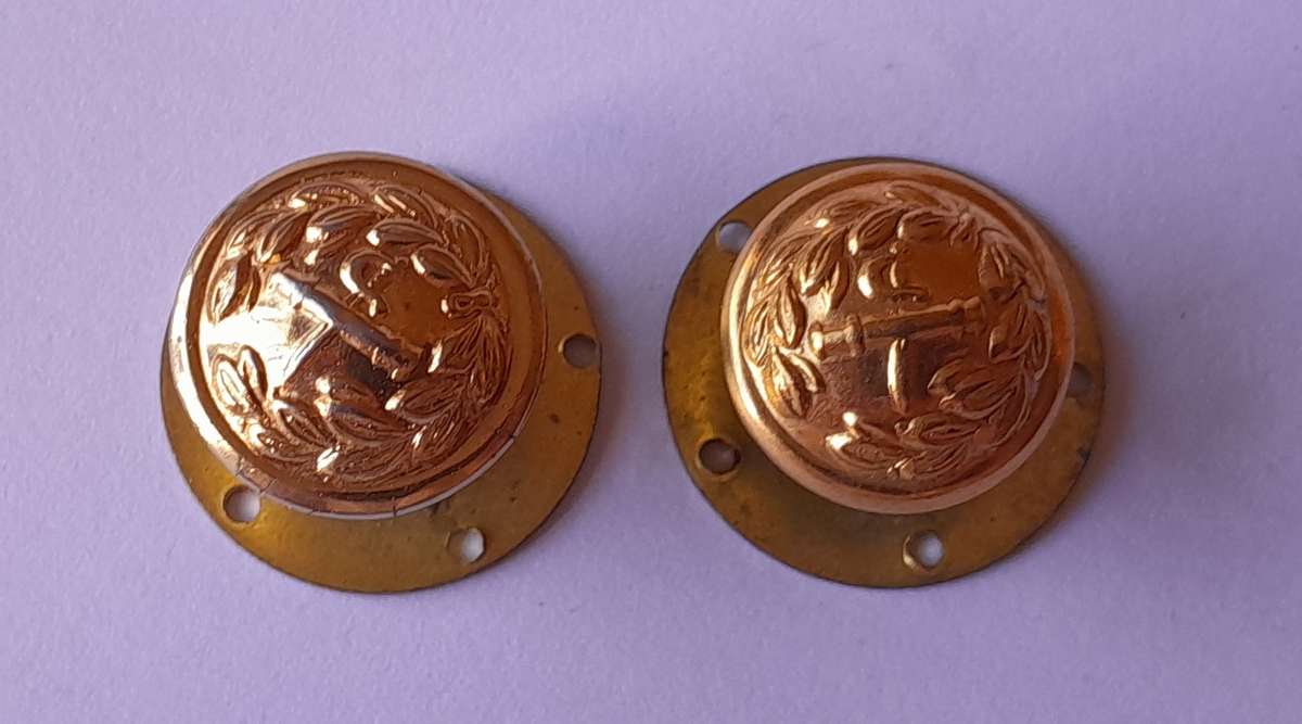 Pair Early British Army Dress Buttons with Screw Back Plates.