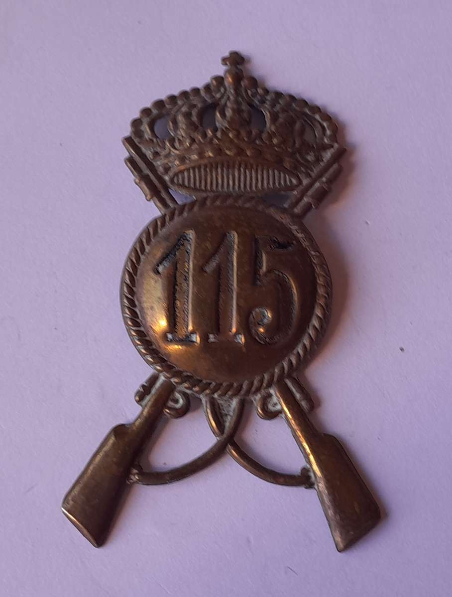 WW2 Fascist Italian 115th Infantry Regiment Helmet Badge.  No Lugs.