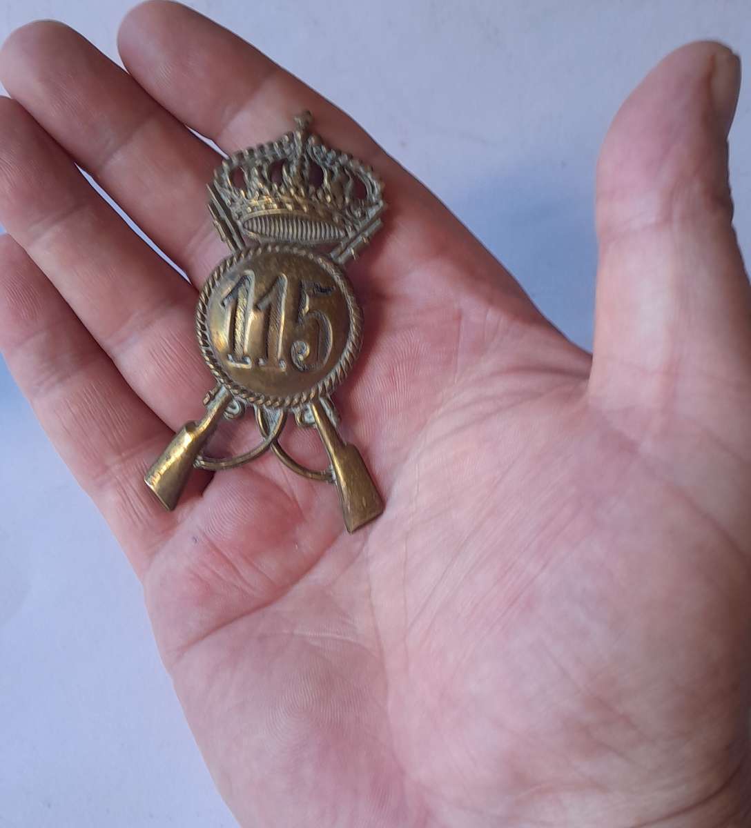 WW2 Fascist Italian 115th Infantry Regiment Helmet Badge.  No Lugs.