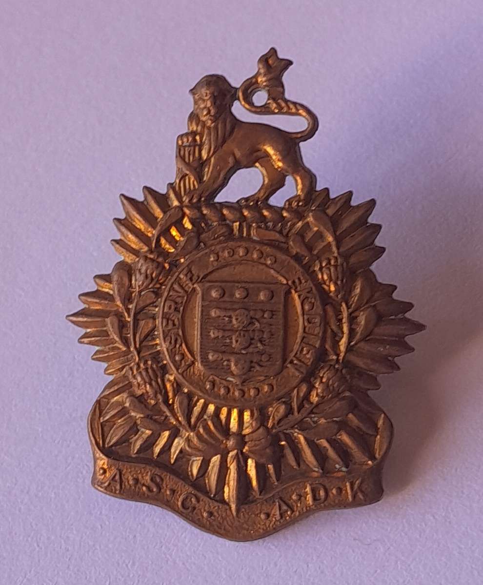 SA Army Service Corps Badge Set.  Cap & Collar.  Lugs Intact.