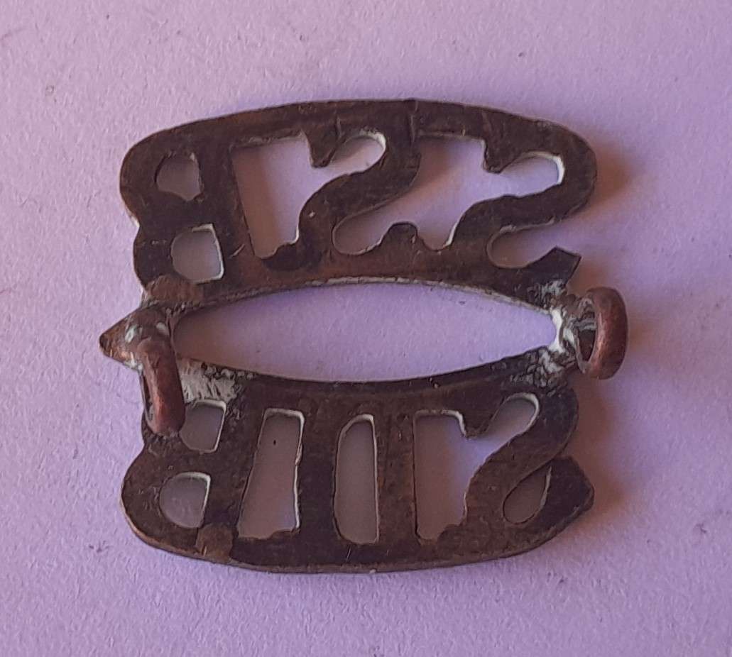 Early SA Army Special Service Battalion Brass Shoulder Title.  Lugs Intact.