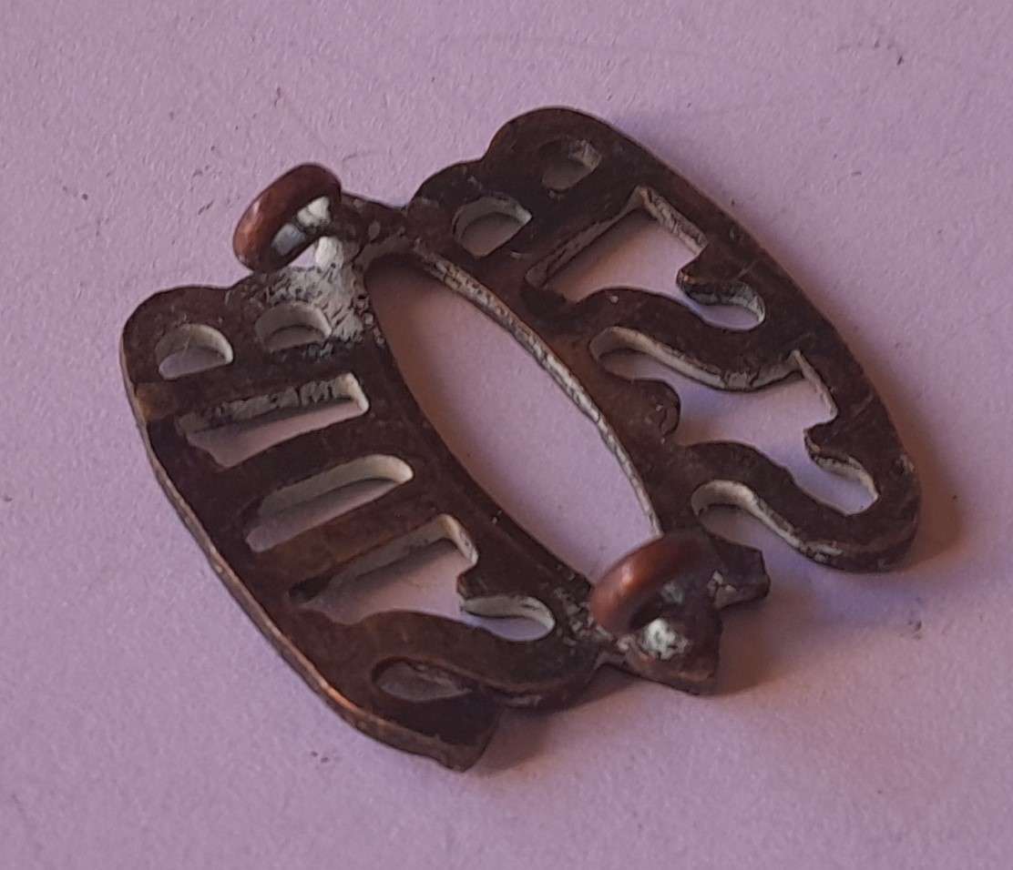Early SA Army Special Service Battalion Brass Shoulder Title.  Lugs Intact.