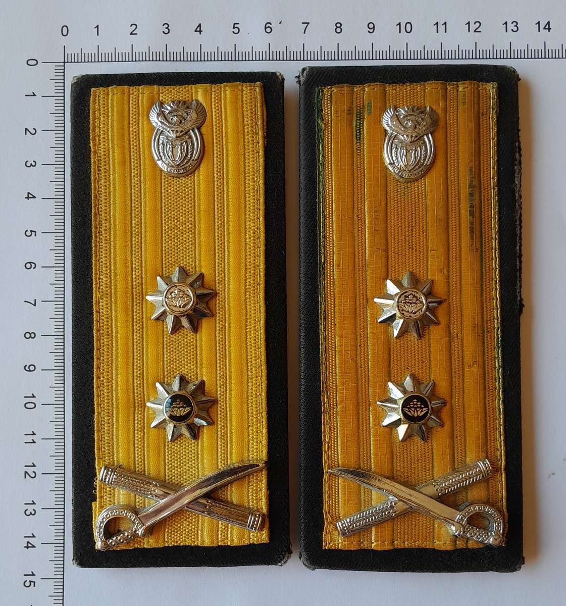 Pair SA Navy Rear Admiral Rank Shoulder Epaulettes. Good Condition.