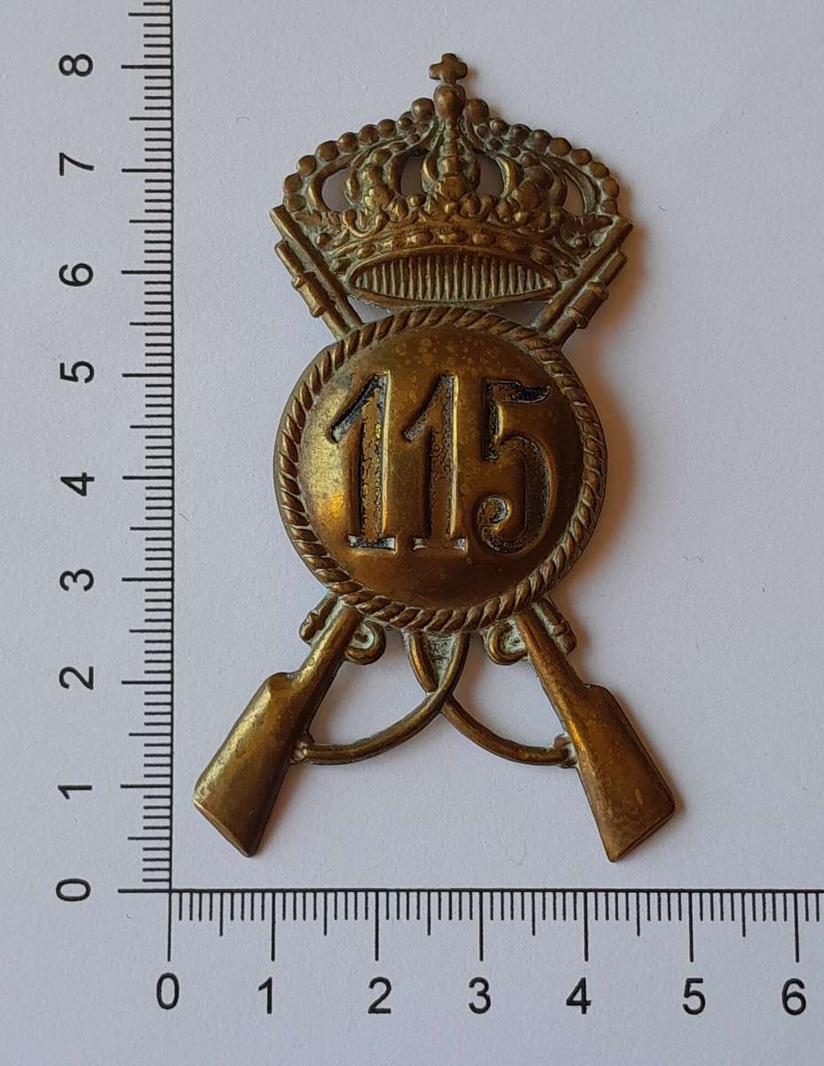 WW2 Fascist Italian 115th Infantry Regiment Helmet Badge.  No Lugs.