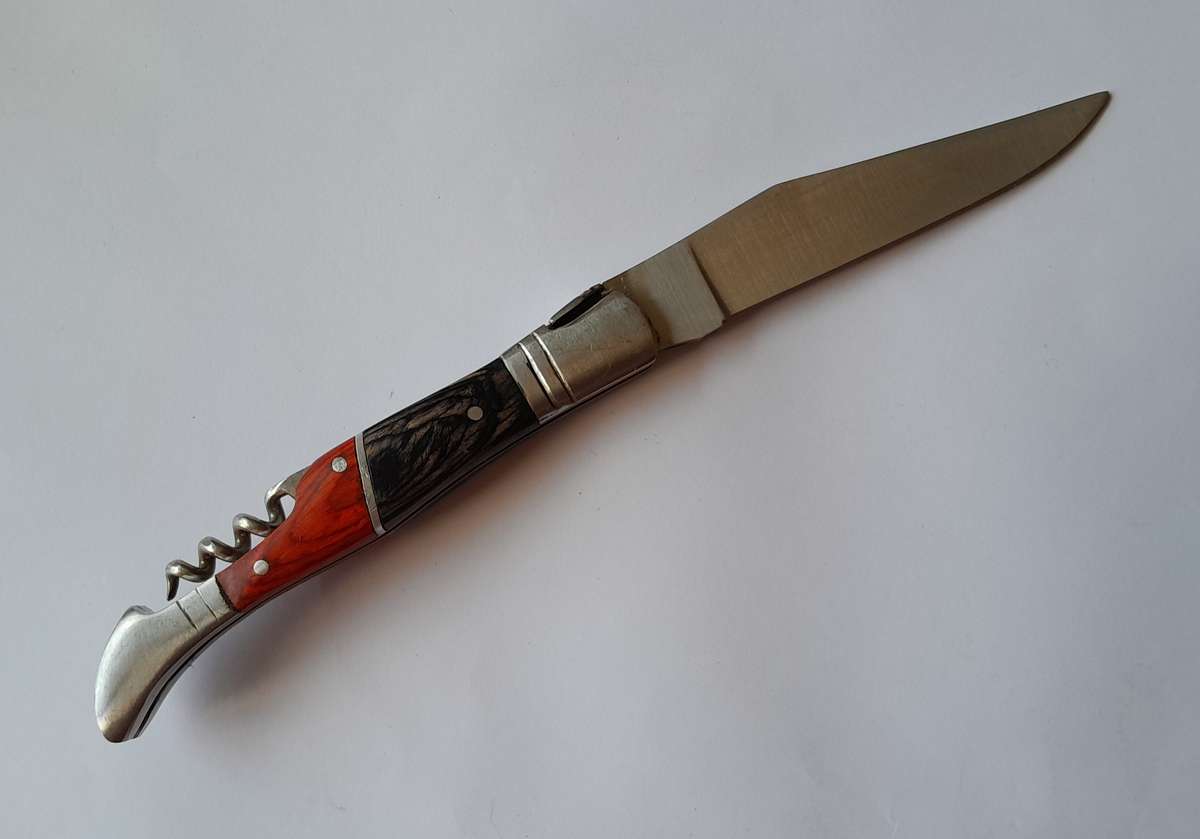 Vintage `Laguiole` Folding Knife With 440 Steel Blade And Two Tone Wood Handle.