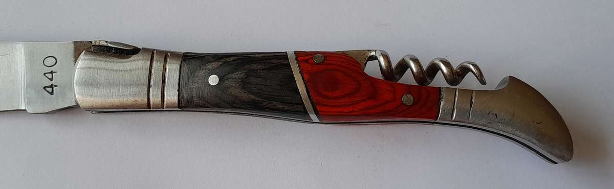 Vintage `Laguiole` Folding Knife With 440 Steel Blade And Two Tone Wood Handle.