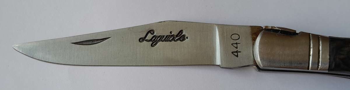 Vintage `Laguiole` Folding Knife With 440 Steel Blade And Two Tone Wood Handle.
