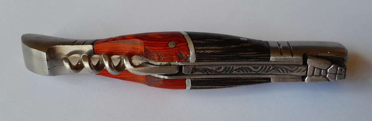 Vintage `Laguiole` Folding Knife With 440 Steel Blade And Two Tone Wood Handle.