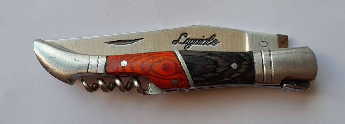 Vintage `Laguiole` Folding Knife With 440 Steel Blade And Two Tone Wood Handle.