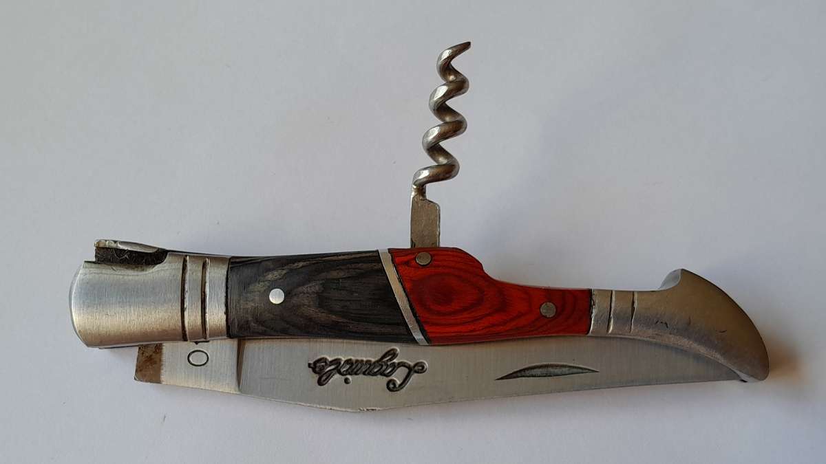 Vintage `Laguiole` Folding Knife With 440 Steel Blade And Two Tone Wood Handle.